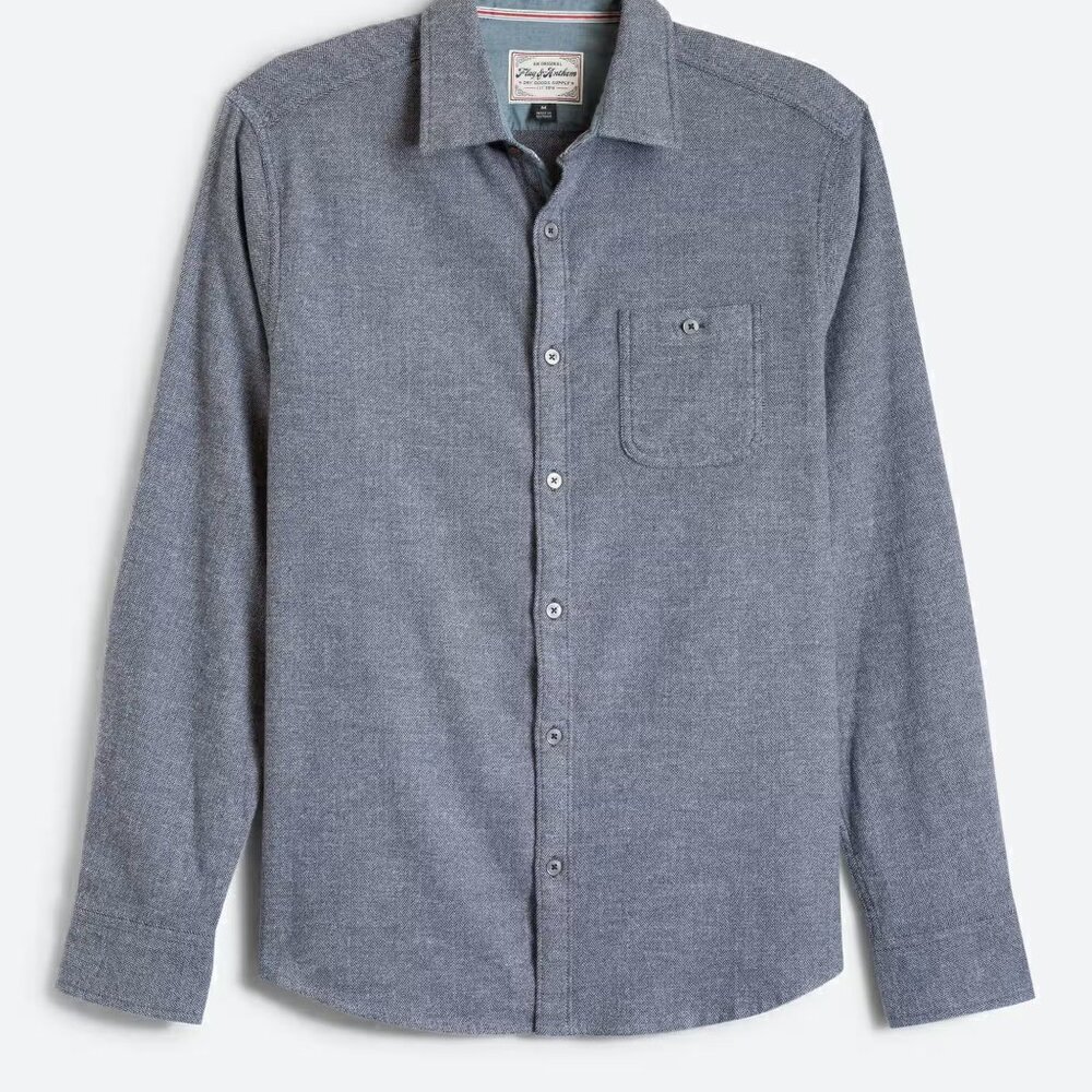 Flag & Anthem Men’s Gray Herringbone Button Down Shirt M